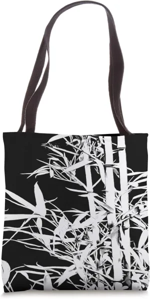 Stalks of White Bamboo Silhouette Botanical Art Tote Bag