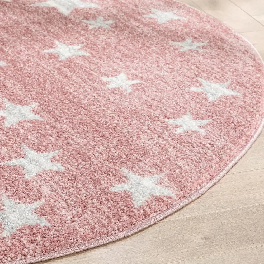 Stars Modern Geometric Pink Kids Rug
