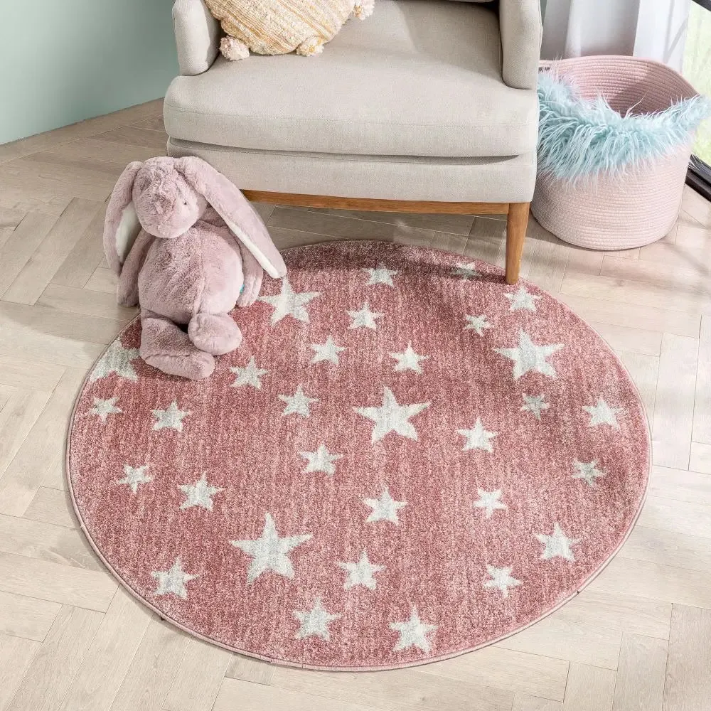 Stars Modern Geometric Pink Kids Rug