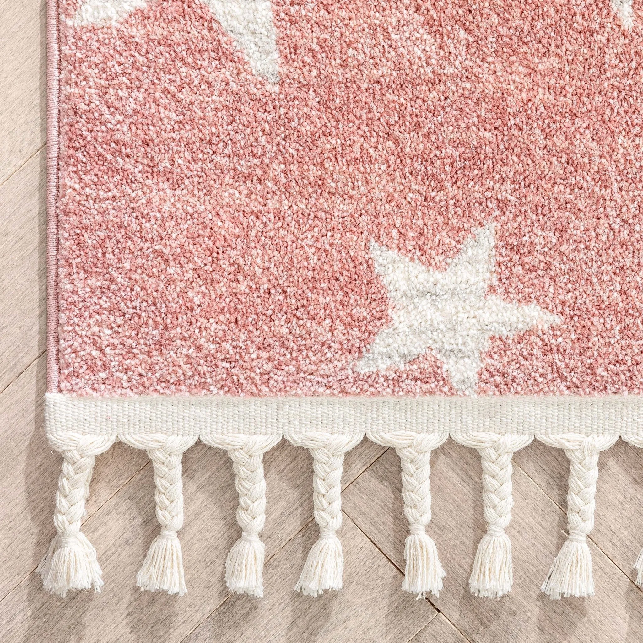 Stars Modern Geometric Pink Kids Rug