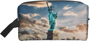 Statue of Liberty in NYC Print Large Capacity Cosmetic Organizer for Women and Men Portable Travel Makeup Pouch