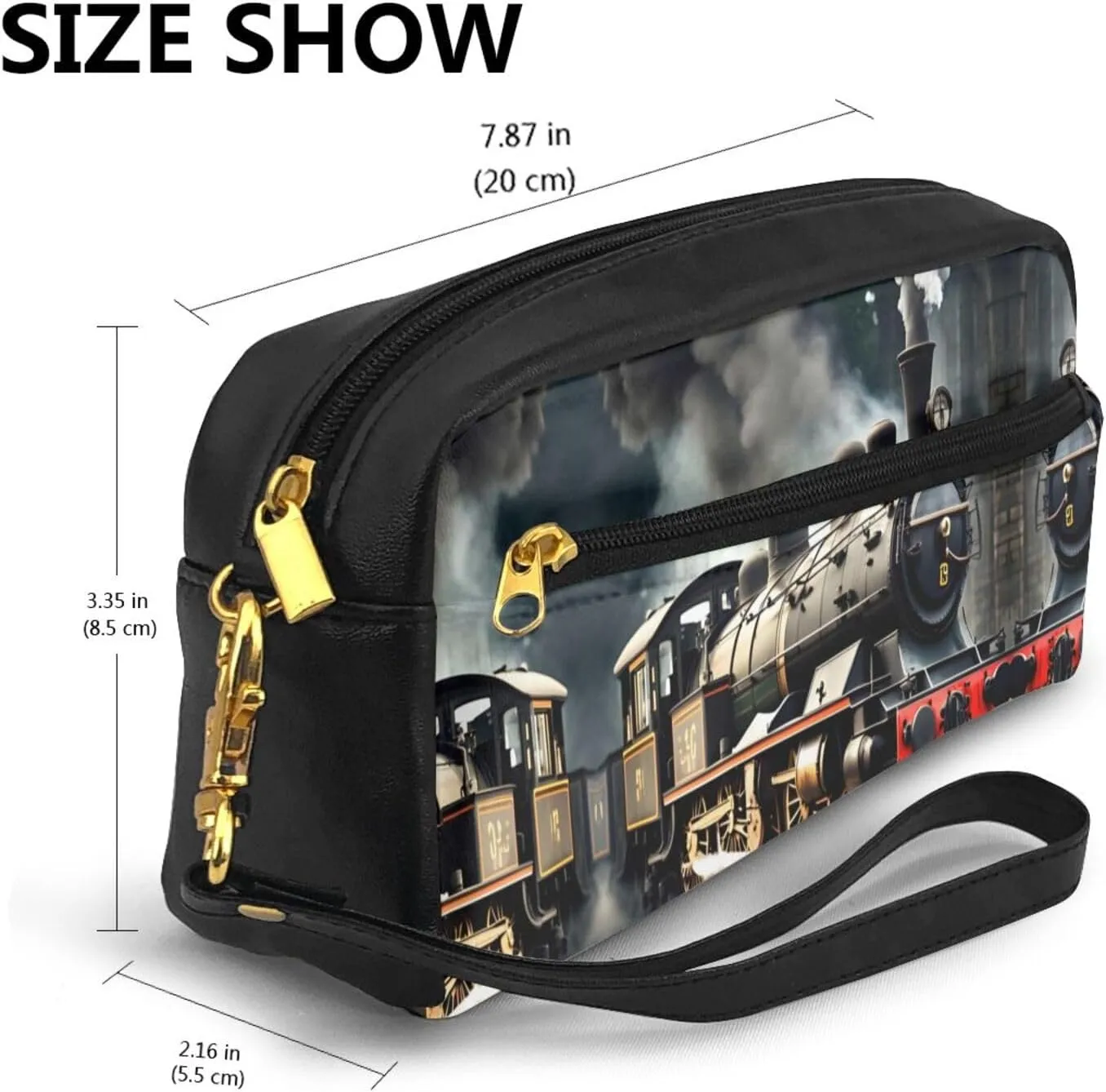 Steam Locomotive Train Cosmetic Bags For Womem,Travel Toiletry Bag Accessories Organizer Zipper Pouch Gift Idea