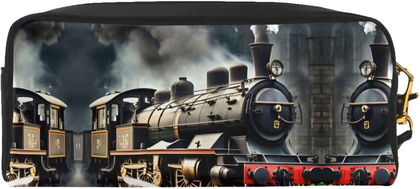 Steam Locomotive Train Cosmetic Bags For Womem,Travel Toiletry Bag Accessories Organizer Zipper Pouch Gift Idea