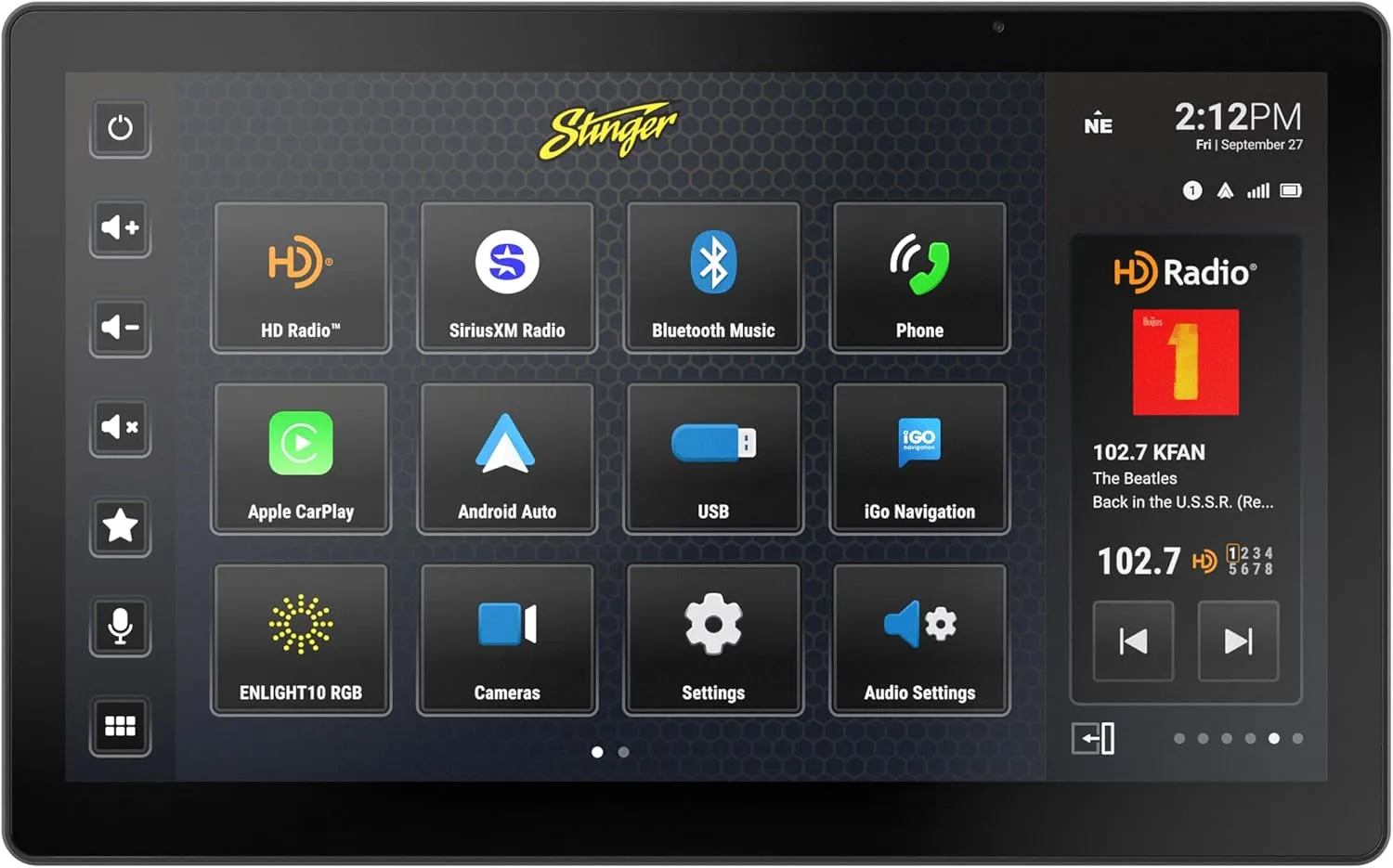 Stinger HORIZON12 12.8" Universal Car Stereo 1080p Full HD Vertical Tesla-Style or Horizontal Touchscreen Radio, Certified Wireless CarPlay/Android Auto, Bluetooth, IP65, HDMI, HD Radio, Camera/USB