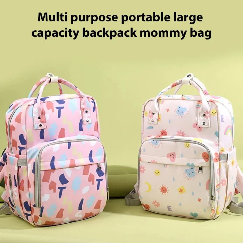 Stylish & Practical Diaper Bag Backpack with Multiple Pockets Portable Nylon Changing Bag Excellent for Organized Moms