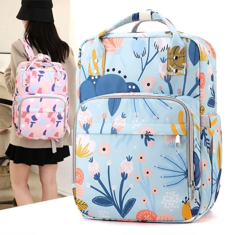 Stylish & Practical Diaper Bag Backpack with Multiple Pockets Portable Nylon Changing Bag Excellent for Organized Moms