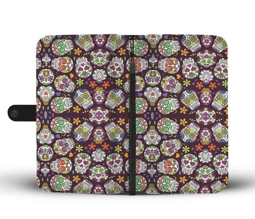 Sugar Skull Wallet Phone Case w/ RFID Blocker
