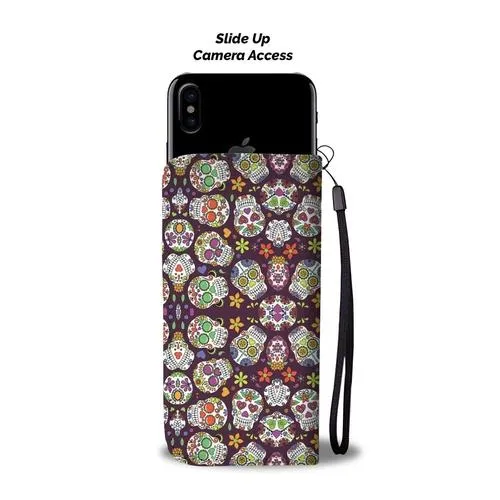 Sugar Skull Wallet Phone Case w/ RFID Blocker
