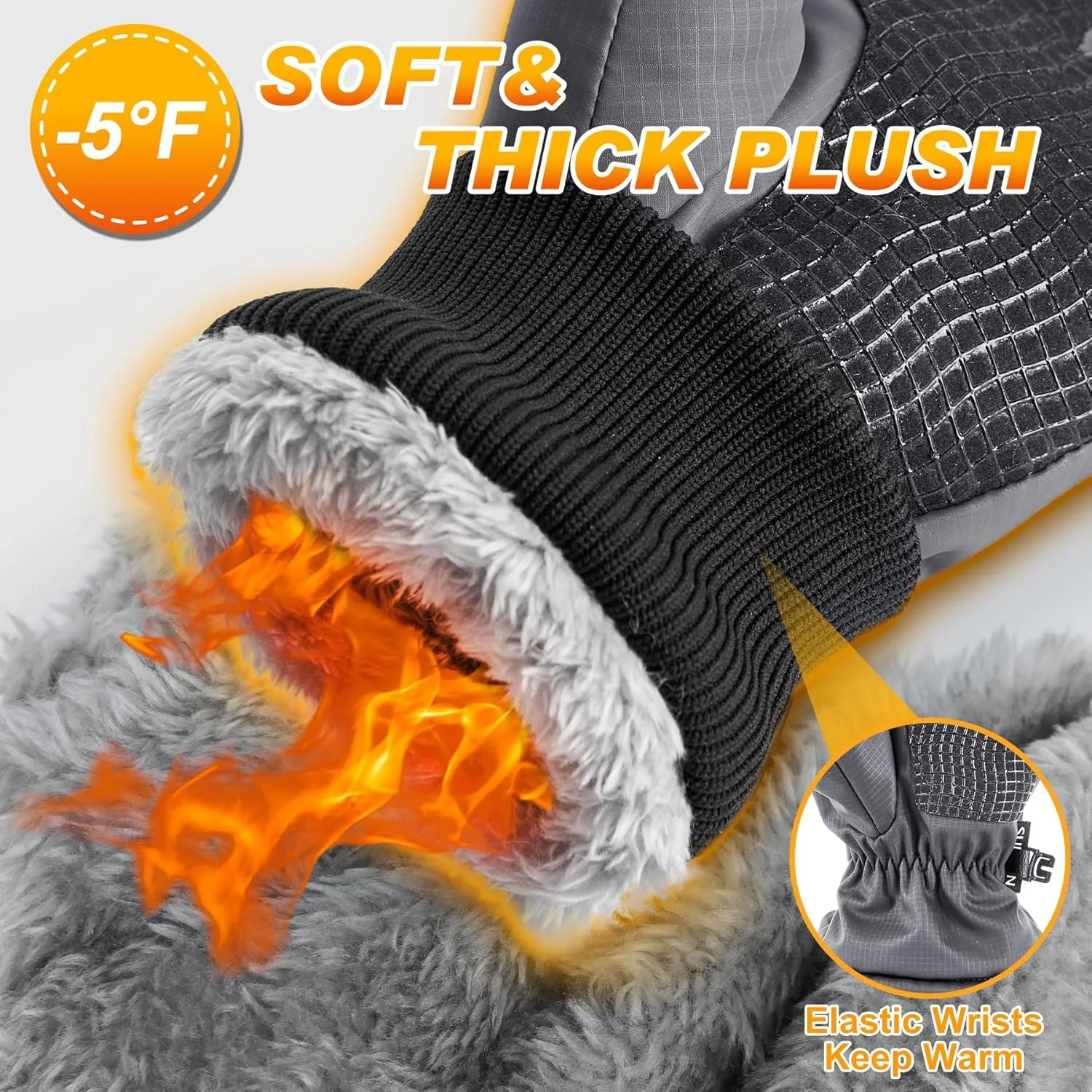 Sukeen Kids -5℉ Winter Gloves for Boys Girls Windproof Ski Gloves Anti-Slip Cold Weather Glove with Thick Plush for Outdoor
