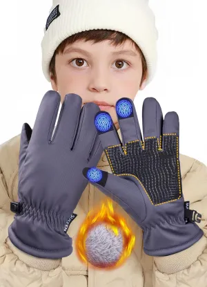 Sukeen Kids -5℉ Winter Gloves for Boys Girls Windproof Ski Gloves Anti-Slip Cold Weather Glove with Thick Plush for Outdoor
