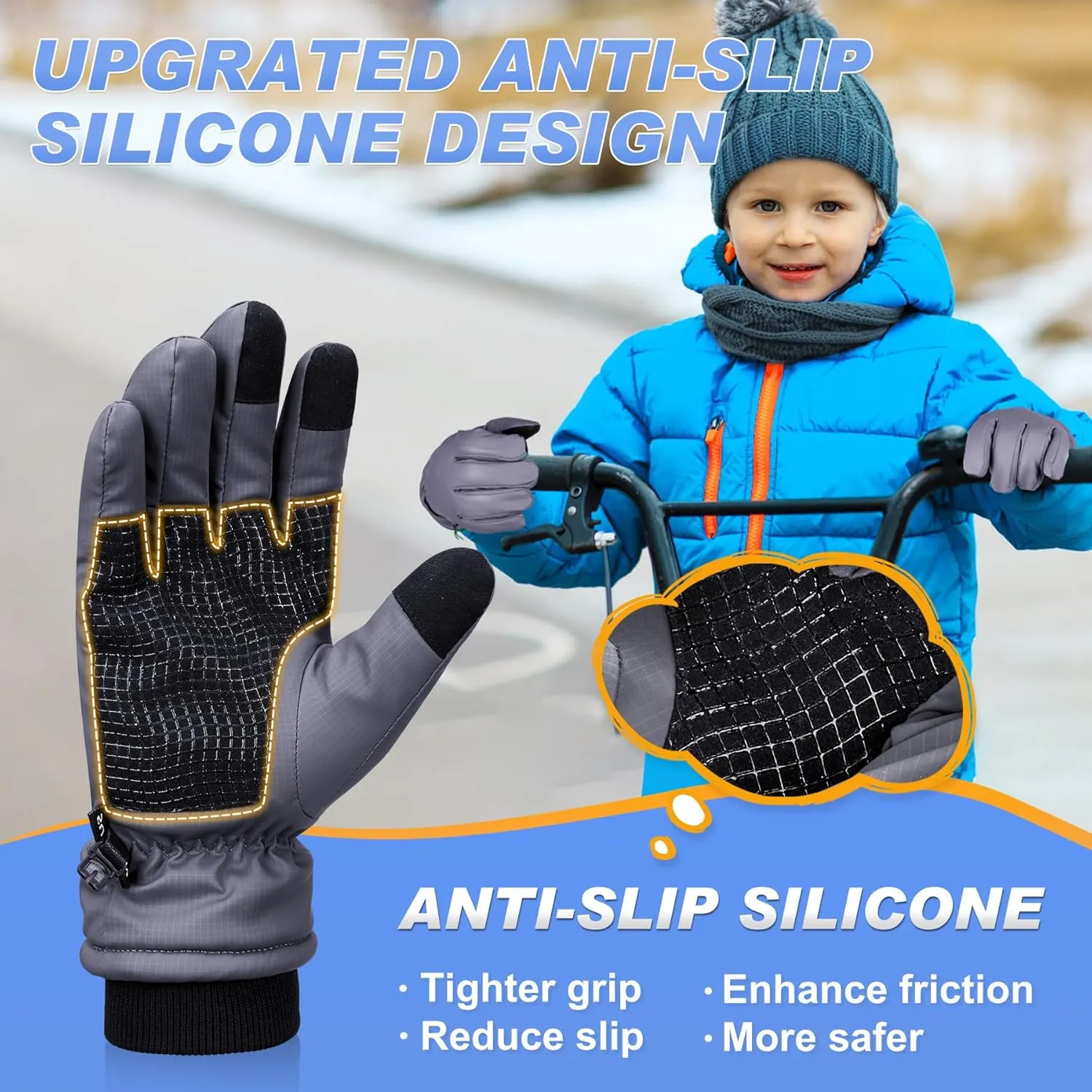Sukeen Kids -5℉ Winter Gloves for Boys Girls Windproof Ski Gloves Anti-Slip Cold Weather Glove with Thick Plush for Outdoor