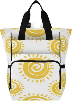 Summer Sun Pattern Diaper Bag Backpack, Mommy Bag, Multifunctional Diaper Bag, Travel Backpack