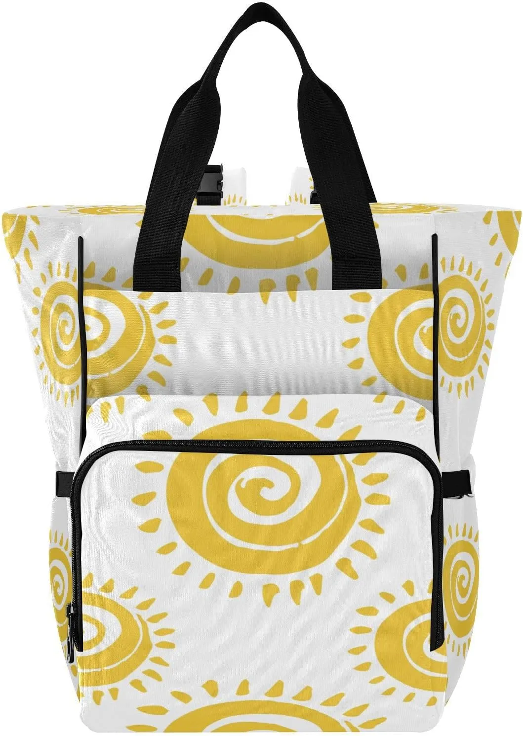 Summer Sun Pattern Diaper Bag Backpack, Mommy Bag, Multifunctional Diaper Bag, Travel Backpack