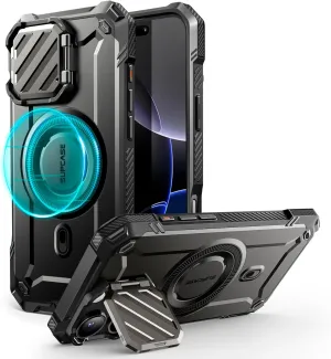 SUPCASE for iPhone 16 Pro Case 6.3'' 2024 with Camera Cover Stand (UBMag XT), [Compatible with MagSafe] [Built-in Kickstand] [Military-Grade Protection] Heavy Duty Rugged Magnetic Phone Case, Black