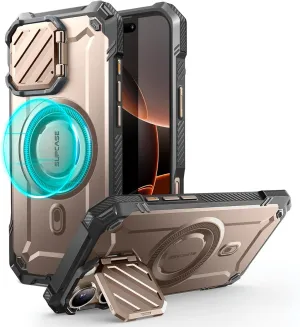 SUPCASE for iPhone 16 Pro Case 6.3'' 2024 with Camera Cover Stand (UBMag XT), [Compatible with MagSafe] [Built-in Kickstand] [Military-Grade Protection] Heavy Duty Rugged Magnetic Phone Case, RoseGold