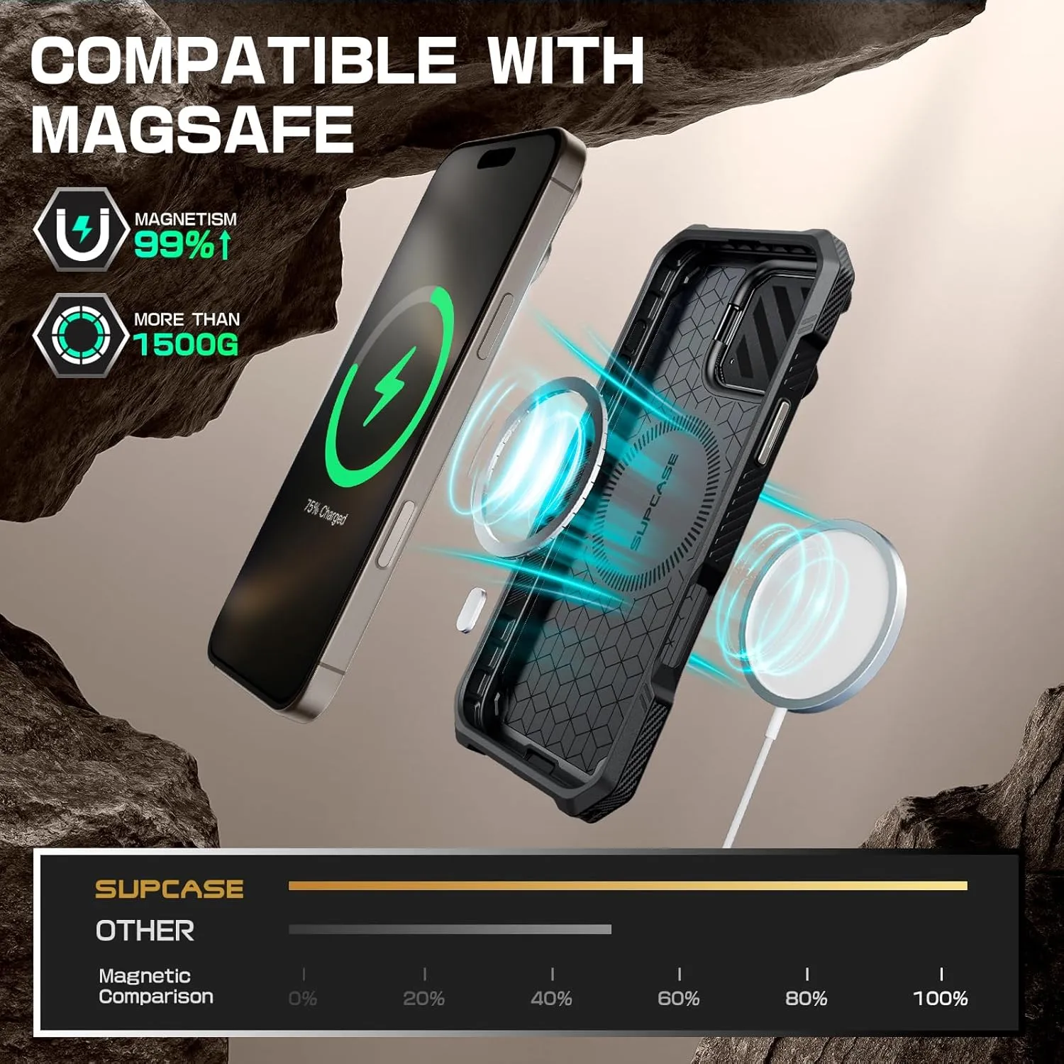 SUPCASE for iPhone 16 Pro Case 6.3'' inch with Camera Cover Stand (UBMag XT), [Compatible with MagSafe] [Built-in Kickstand] [Military-Grade Protection] Heavy Duty Rugged Magnetic Phone Case, 24TiGray