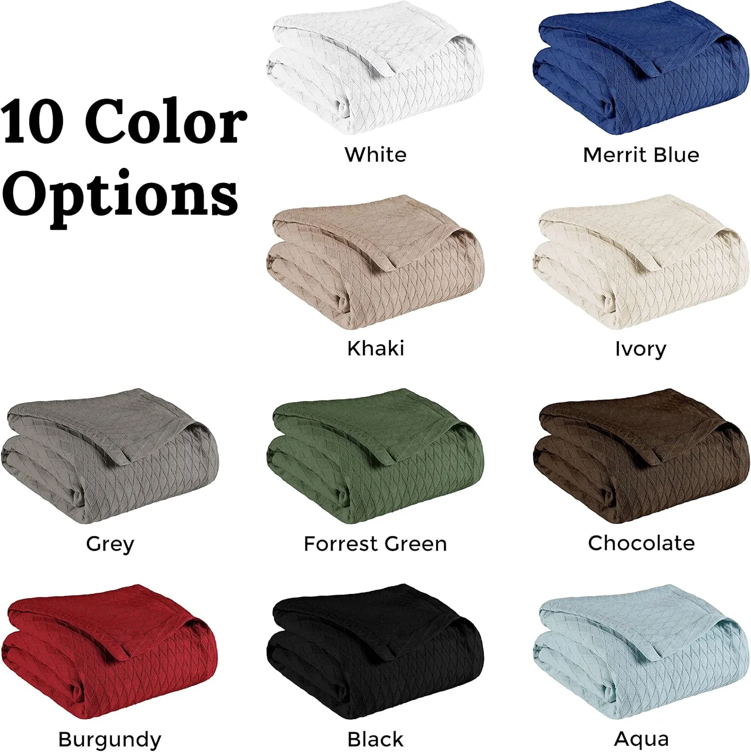 SUPERIOR Diamond Weave All-Season Cotton Blanket, Cover for Home, Couch, Bed, Soft, Warm Blankets, Boho Aesthetic, Comfy, Cozy, and Cute Covers, Decorative Bedding Essentials, King, Forest Green