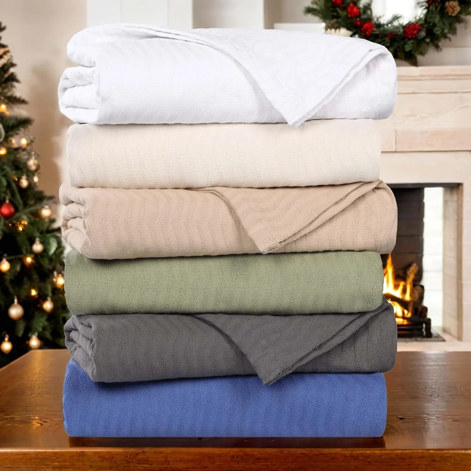 Superior JENA Cotton Blanket, for Picnic, Beach, Traveling or Camping, Bedroom Decor, Essentials, Cover for Bed, Couch, Lounging, Textured Jacquard, Modern Chevron Woven Blanket, Throw, Ivory