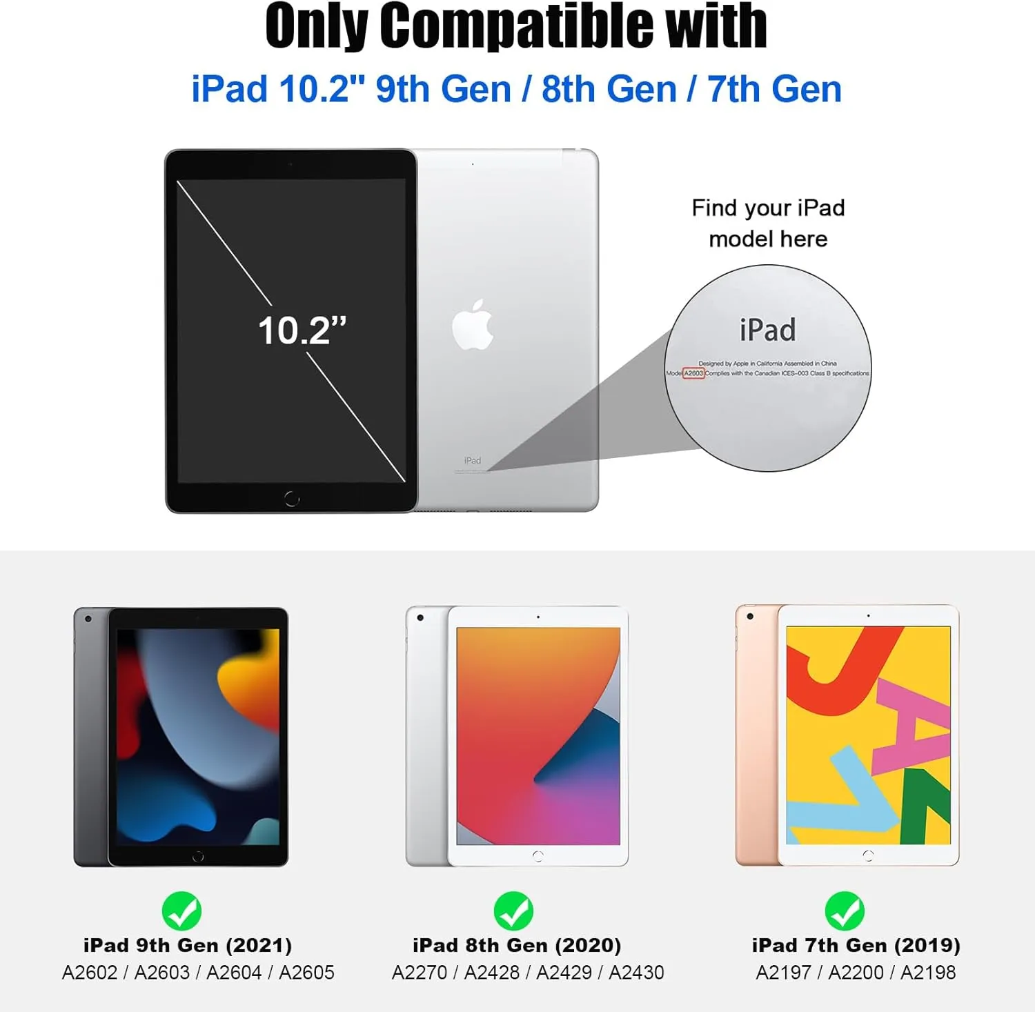 SUPFINE for 10.2 Inch iPad 9th Generation Case 2021, with [ Glass Screen Protector ]/ iPad 8th/7th Generation Case 2020/2019, Slim Stand Translucent Back Shell Cover, Dark Blue