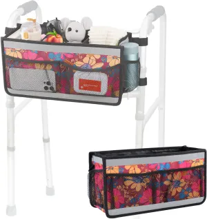 supregear Walker Basket Bag, Walker Organizer Storage Pouch Water Cup Holder, Hand-Free Carry Carrier Tote Caddy Accessory Attachment with Big Capacity & Never Tipping Over for Seniors Elderly