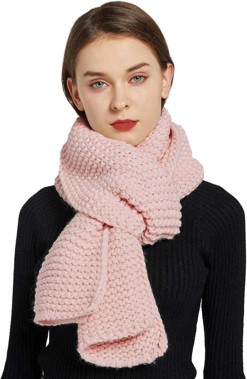 Surblue Winter Chunky Knit Scarf Warm Thick Wrap Pattern Long for Men and Women for Outdoors