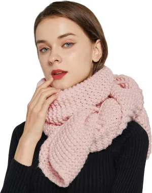 Surblue Winter Chunky Knit Scarf Warm Thick Wrap Pattern Long for Men and Women for Outdoors