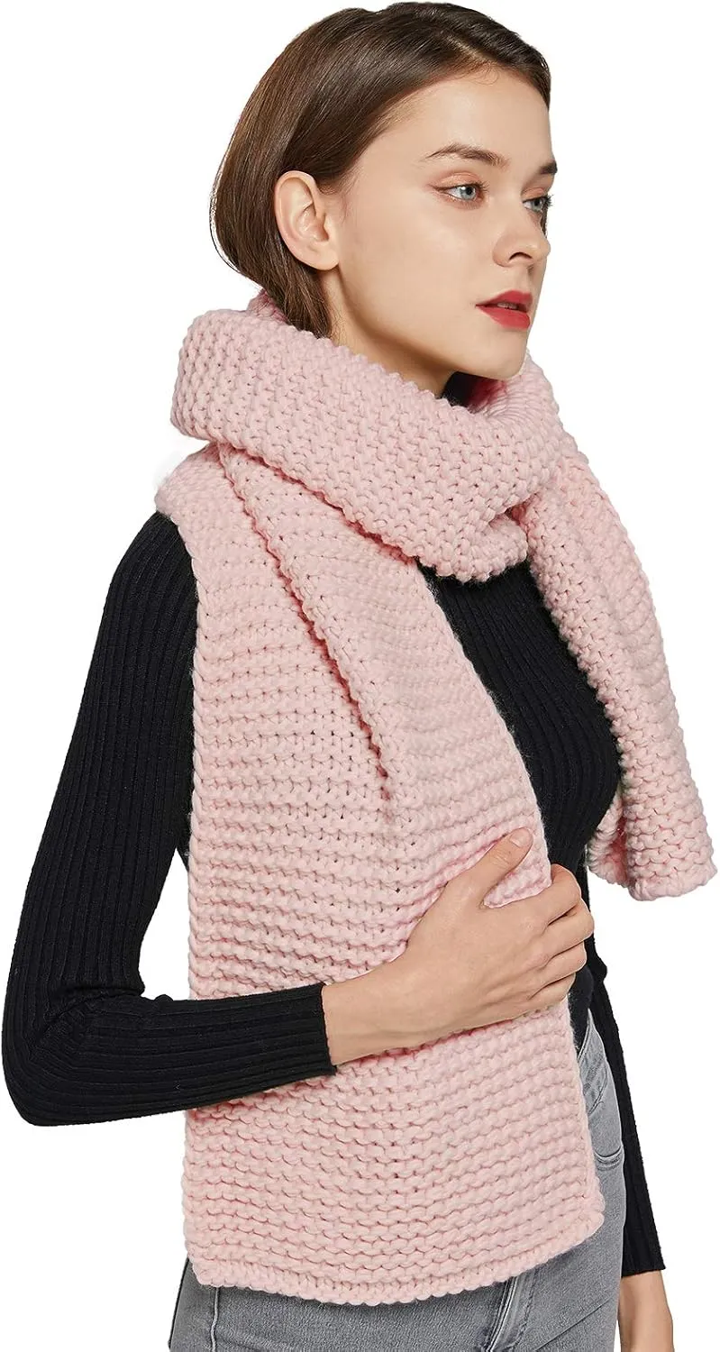 Surblue Winter Chunky Knit Scarf Warm Thick Wrap Pattern Long for Men and Women for Outdoors