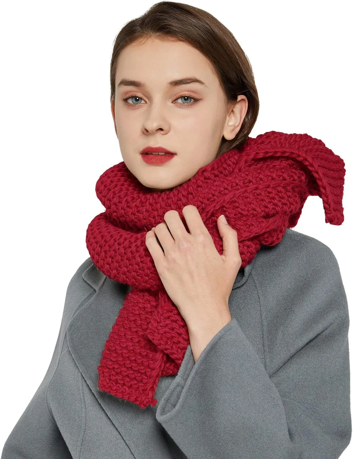 Surblue Winter Chunky Knit Scarf Warm Thick Wrap Pattern Long for Men and Women for Outdoors