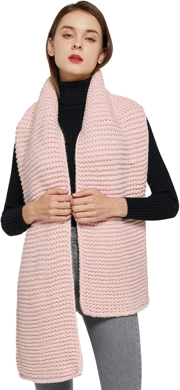 Surblue Winter Chunky Knit Scarf Warm Thick Wrap Pattern Long for Men and Women for Outdoors