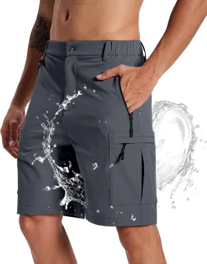 Susclude Hiking Cargo Shorts for Men Quick Dry Stretch Mens Hybrid Shorts with 5 Zipper Pockets for Golf Running