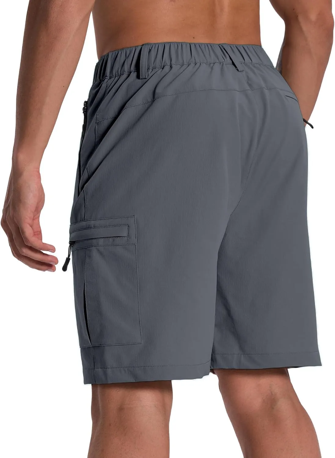 Susclude Hiking Cargo Shorts for Men Quick Dry Stretch Mens Hybrid Shorts with 5 Zipper Pockets for Golf Running