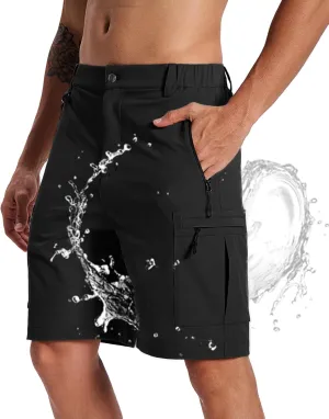 Susclude Hiking Cargo Shorts for Men Quick Dry Stretch Mens Hybrid Shorts with 5 Zipper Pockets for Golf Running