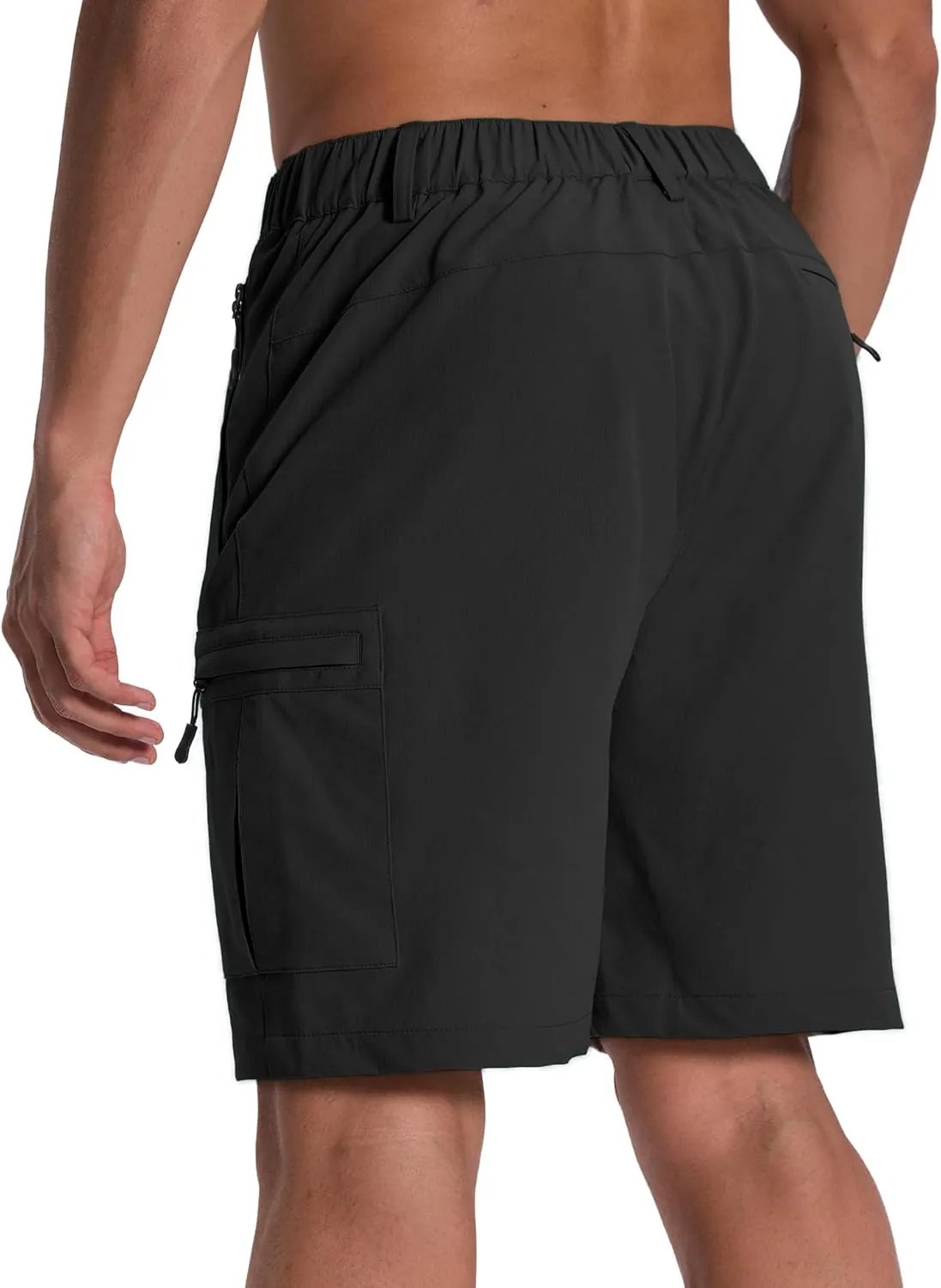 Susclude Hiking Cargo Shorts for Men Quick Dry Stretch Mens Hybrid Shorts with 5 Zipper Pockets for Golf Running