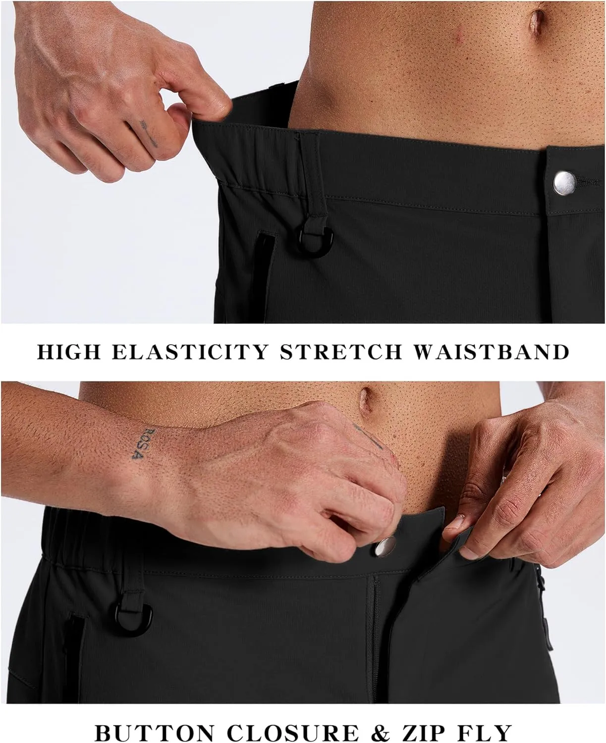 Susclude Hiking Cargo Shorts for Men Quick Dry Stretch Mens Hybrid Shorts with 5 Zipper Pockets for Golf Running