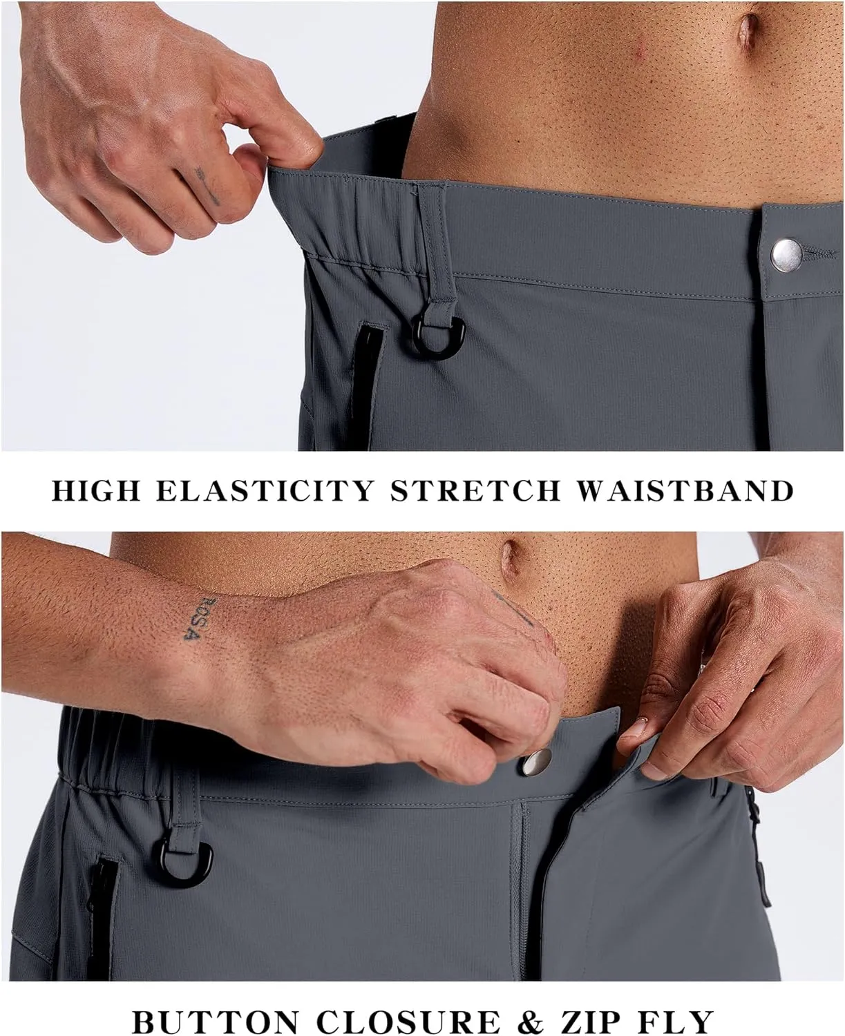 Susclude Hiking Cargo Shorts for Men Quick Dry Stretch Mens Hybrid Shorts with 5 Zipper Pockets for Golf Running