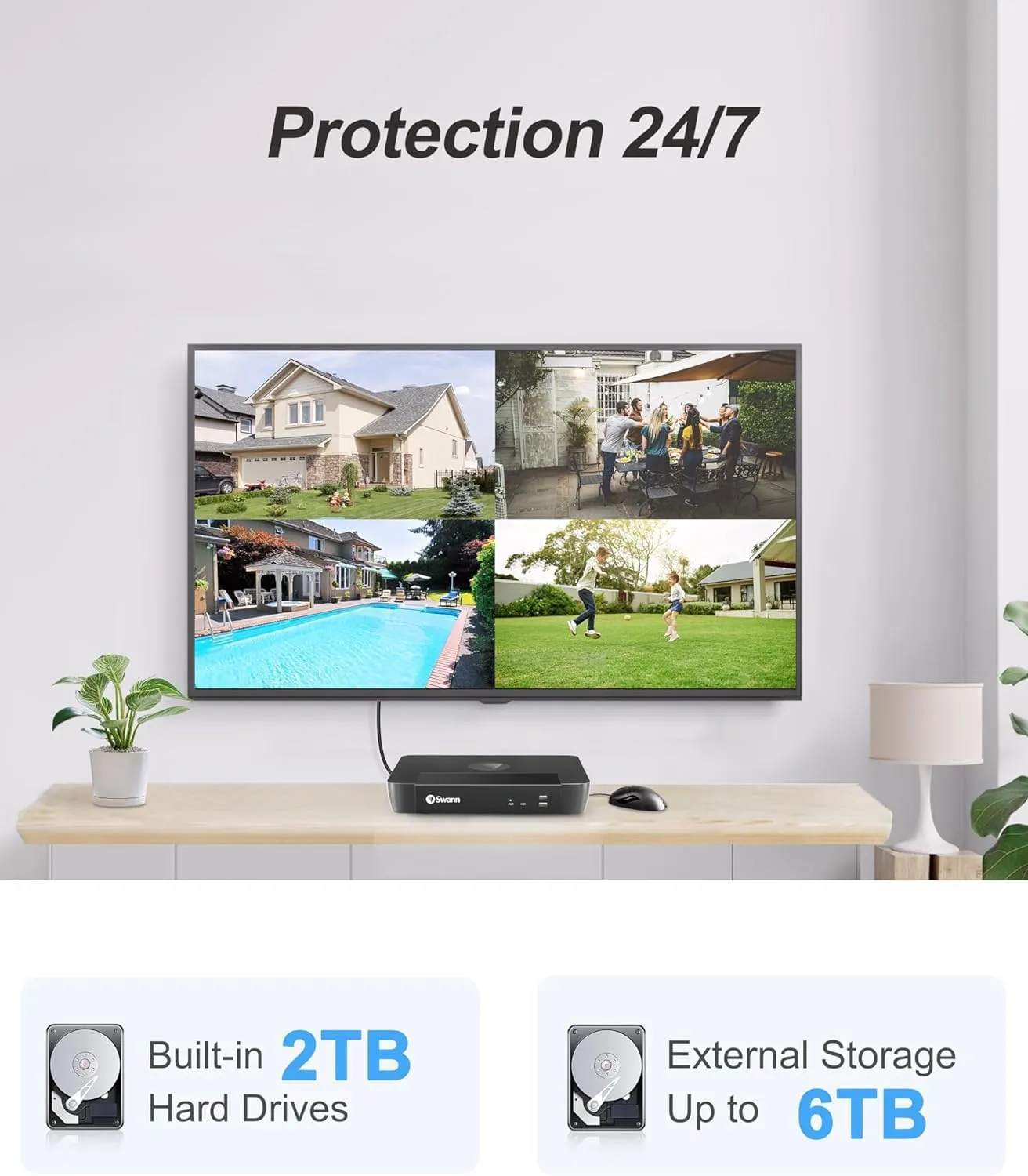 Swann 4K 16Channel Security Camera System NVR Recorder: nvr-8580 Security PoE NVR Box with 2TB HDD,24/7 Continuous Recording,Work with Swann IP 12MP/4K/5MP/4MP HD Cameras, SRNVR-168580H