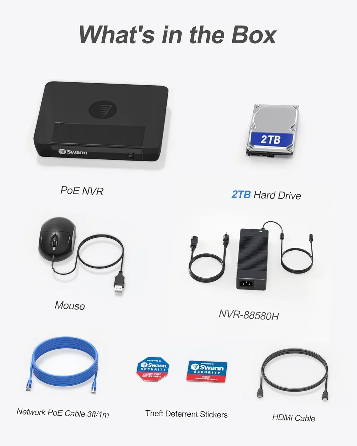 Swann 4K 16Channel Security Camera System NVR Recorder: nvr-8580 Security PoE NVR Box with 2TB HDD,24/7 Continuous Recording,Work with Swann IP 12MP/4K/5MP/4MP HD Cameras, SRNVR-168580H