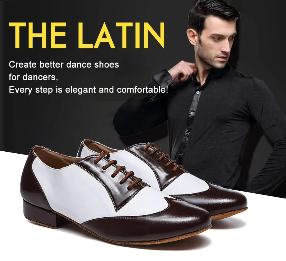 SWDZM Men's Leather Dance Shoes Standard Latin Ballroom Tango Modern Professional Practice Dance Shoes