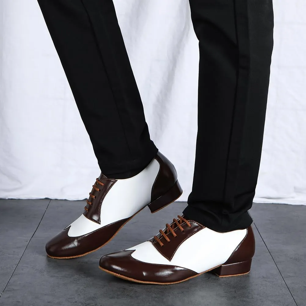 SWDZM Men's Leather Dance Shoes Standard Latin Ballroom Tango Modern Professional Practice Dance Shoes
