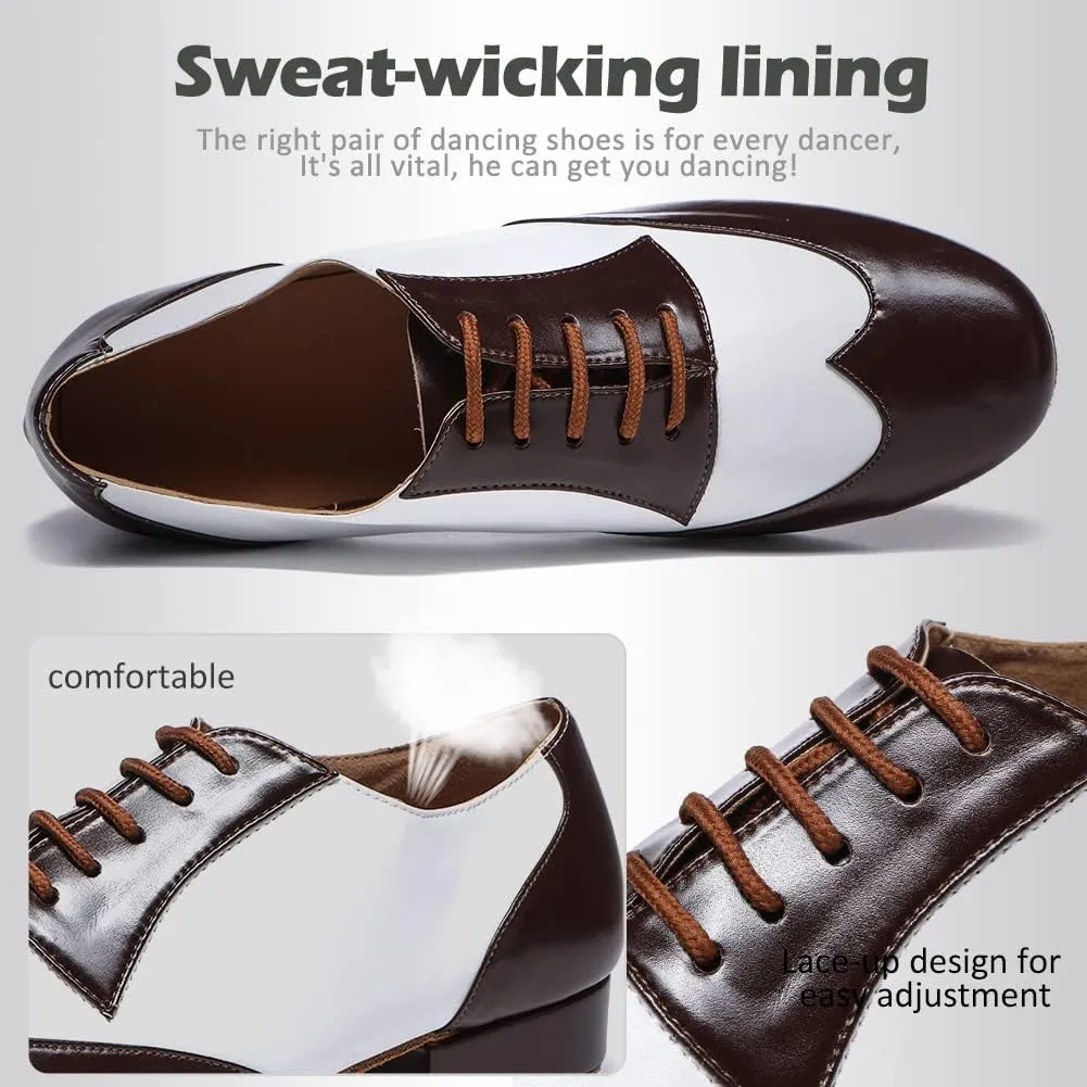 SWDZM Men's Leather Dance Shoes Standard Latin Ballroom Tango Modern Professional Practice Dance Shoes