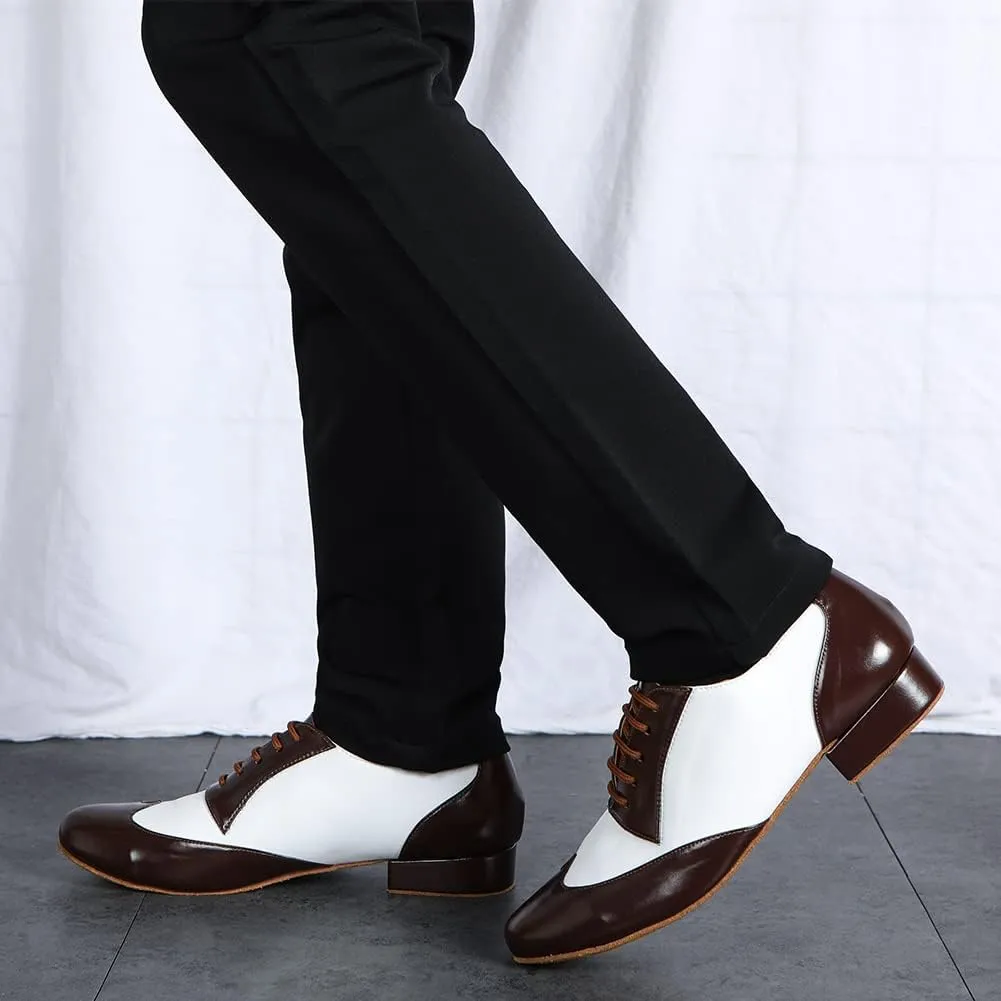 SWDZM Men's Leather Dance Shoes Standard Latin Ballroom Tango Modern Professional Practice Dance Shoes