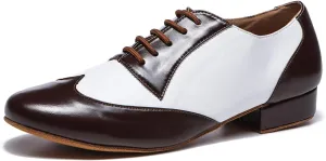 SWDZM Men's Leather Dance Shoes Standard Latin Ballroom Tango Modern Professional Practice Dance Shoes