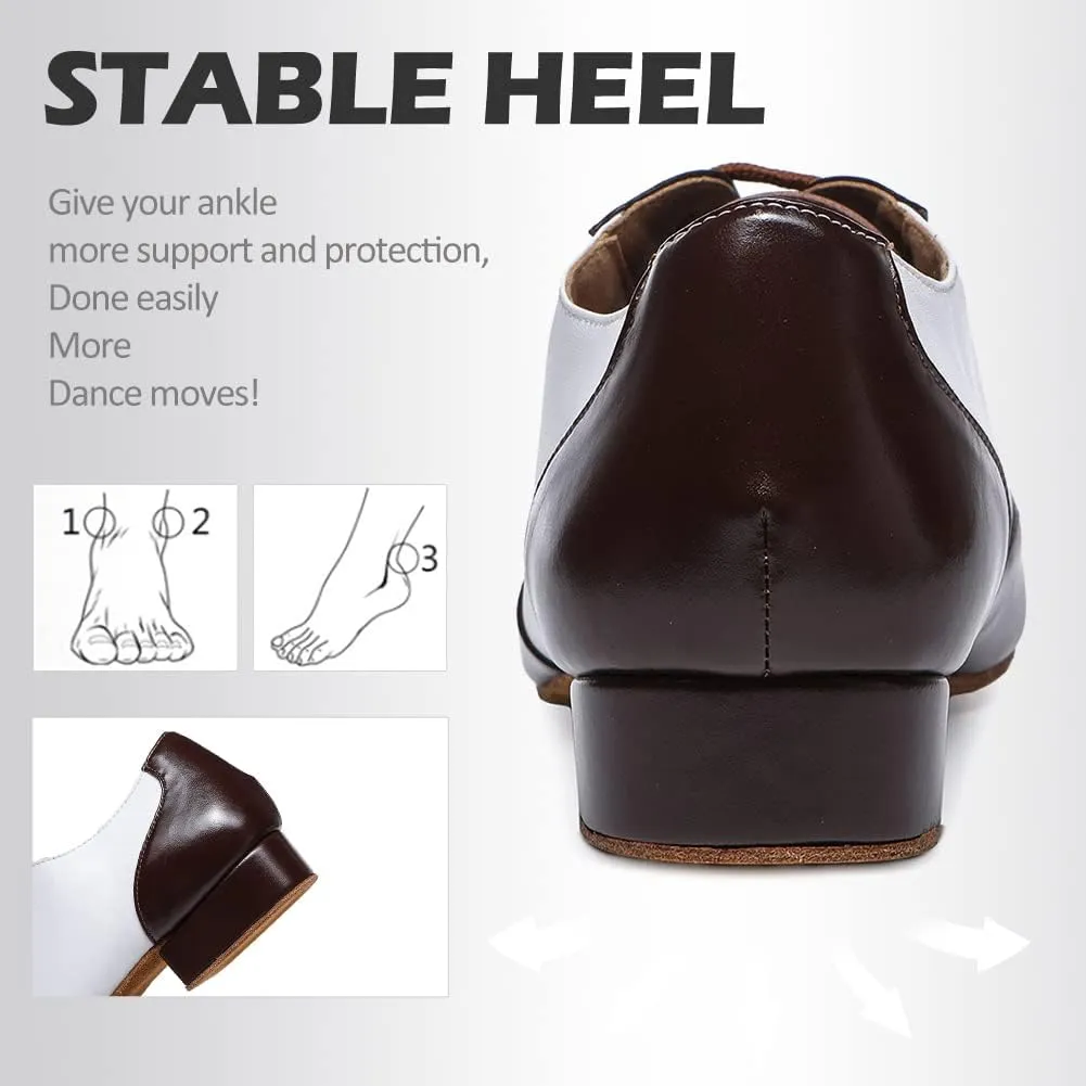 SWDZM Men's Leather Dance Shoes Standard Latin Ballroom Tango Modern Professional Practice Dance Shoes