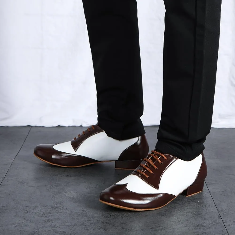 SWDZM Men's Leather Dance Shoes Standard Latin Ballroom Tango Modern Professional Practice Dance Shoes