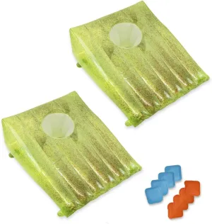 SWIMLINE Inflatable Glitter Cornhole Set for Swimming Pools | Pool Games | Includes: (2) Corn Hole Game Target Platforms and (2) Sets of Bean Bags (4 Red/4 Blue) | Measures 38" L x 33" W x 14" H