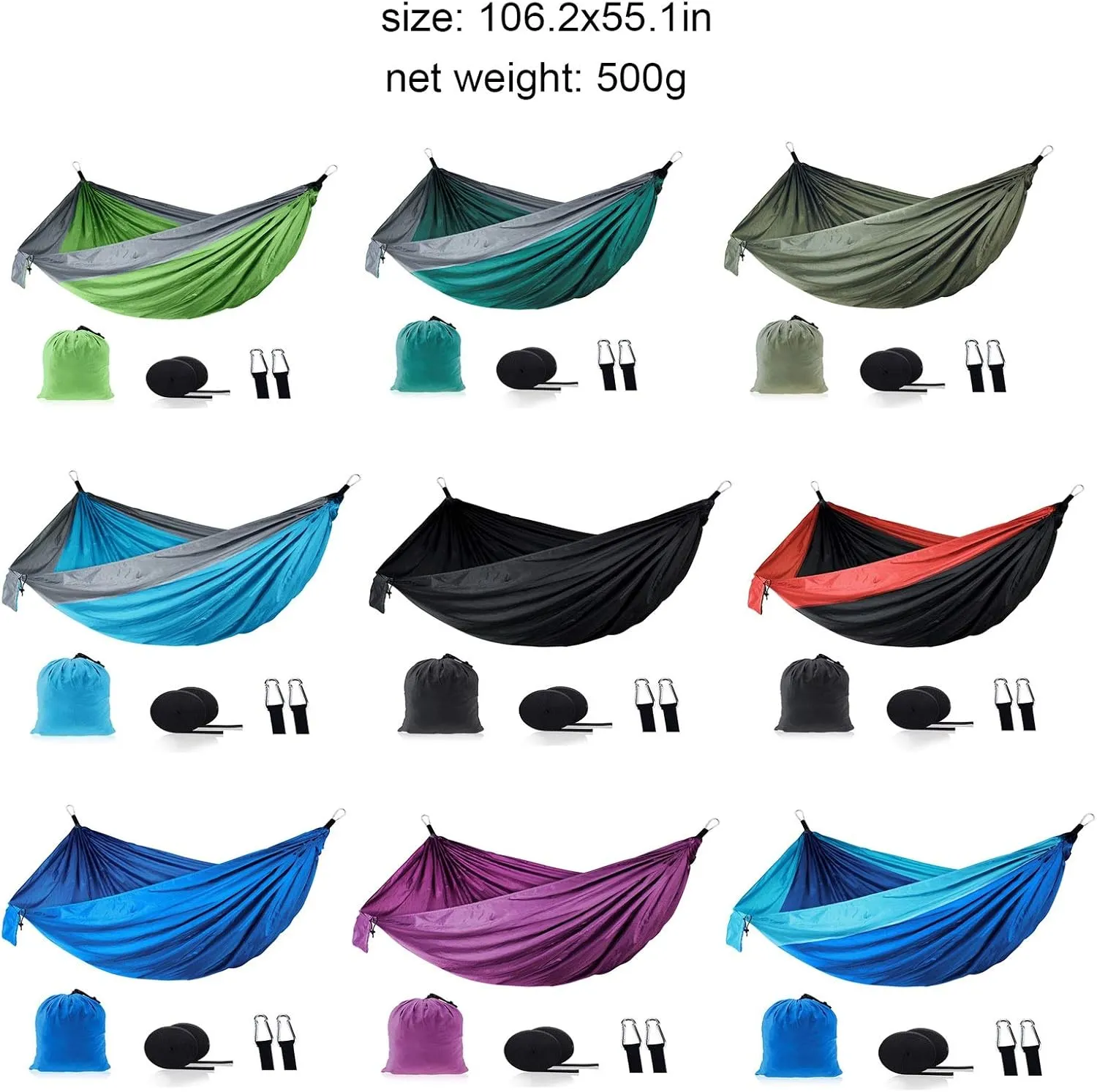 Swings Single Double Outdoor Hammock Swing Parachute Cloth Nylon Hammock Portable Hammock Hammock Chair 106.2x55.1 Inches (9 Colors) Swing Outside Toys (Color : B)