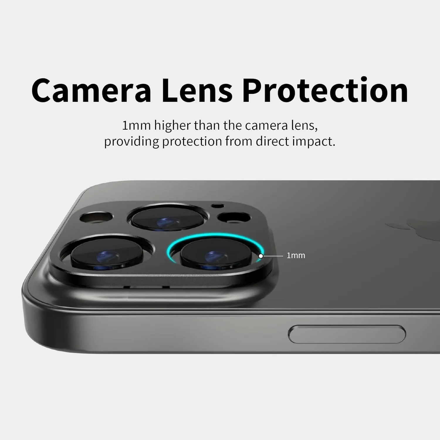 SwitchEasy Camera Lens Protector for Phone 15 - Aluminum Camera Lens Protector for Phone 15 Pro Max & Phone 15 Pro Without Covering the Lens, for 3 Lens Phone 15 - LenShield | Black