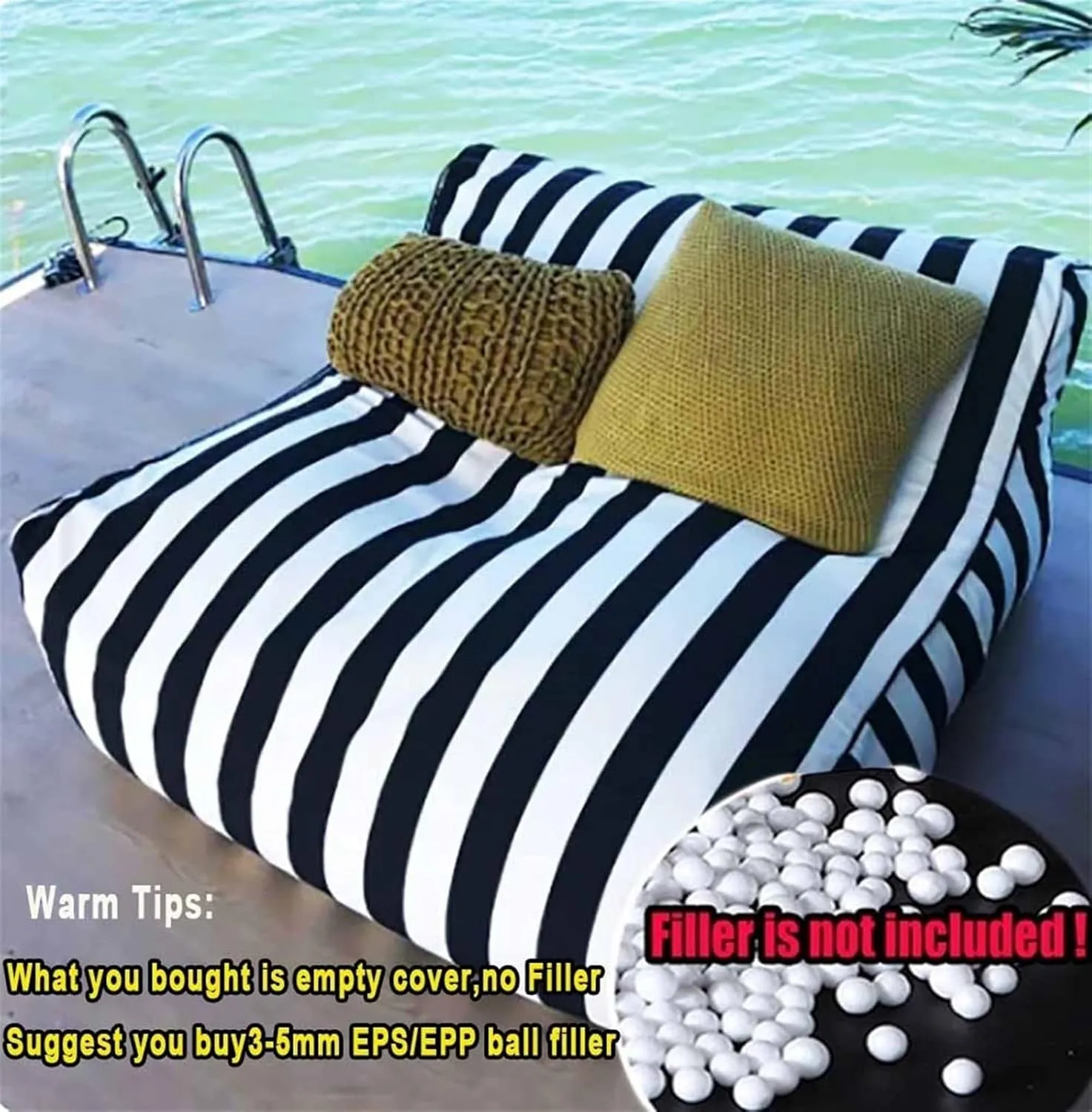 SXBCyan Floating Bean Bag for Pool - Outdoor Waterproof Bean Bag Chairs for Adults - Reusable Bean Bag for Swimming Without Filler Garden Beach Camp Beanbag Sofa Bed Puff Lounge(Dark Gray)