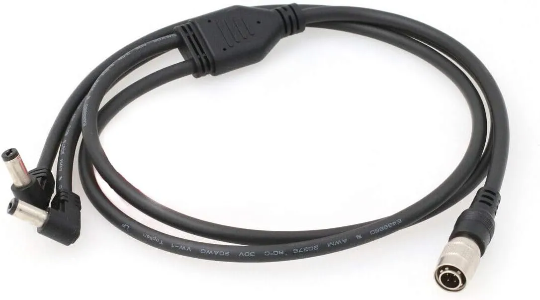 SZRMCC Hirose 4 Pin Male to Dual DC Y Splitter Cable for Lectrosonics Atomos Shogun Inferno KiPRO LCD Monitors