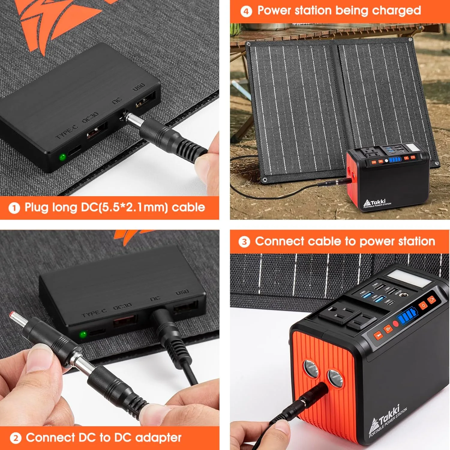 Takki 111Wh Solar Generator Portable Power Station with Panels 21W Included, 120W Peak Camping Solar Charger System Power Bank AC DC USB Ports for Camping Emergency Outdoor